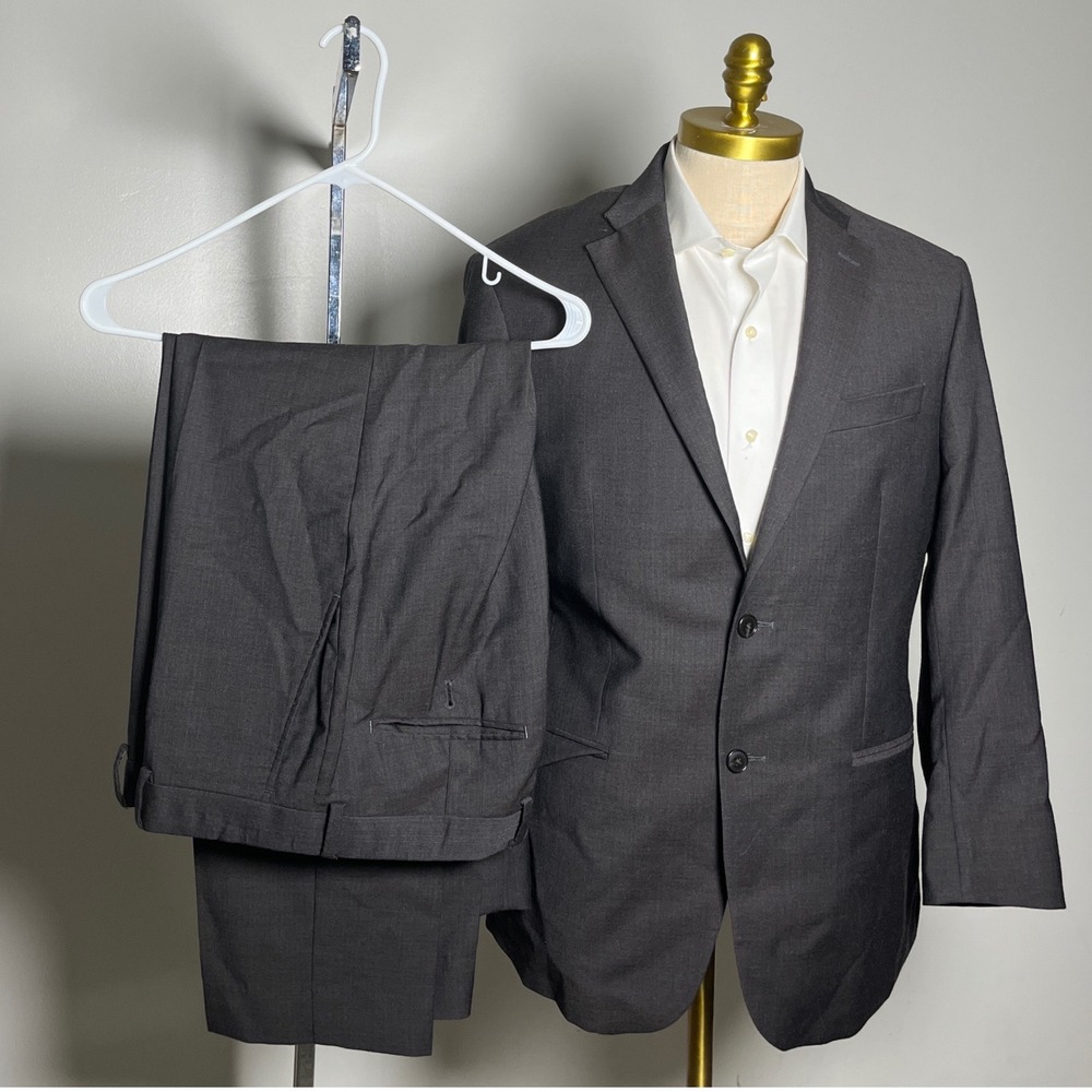 Jos. A. Bank Suit Mens 40R 32W Brown Solid Traveler‎ Tailored Fit Wool 2-Piece